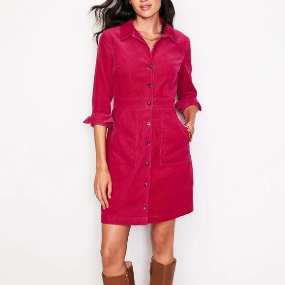 boden flora cord shirt dress Flora Cord Shirt Dress - Navy